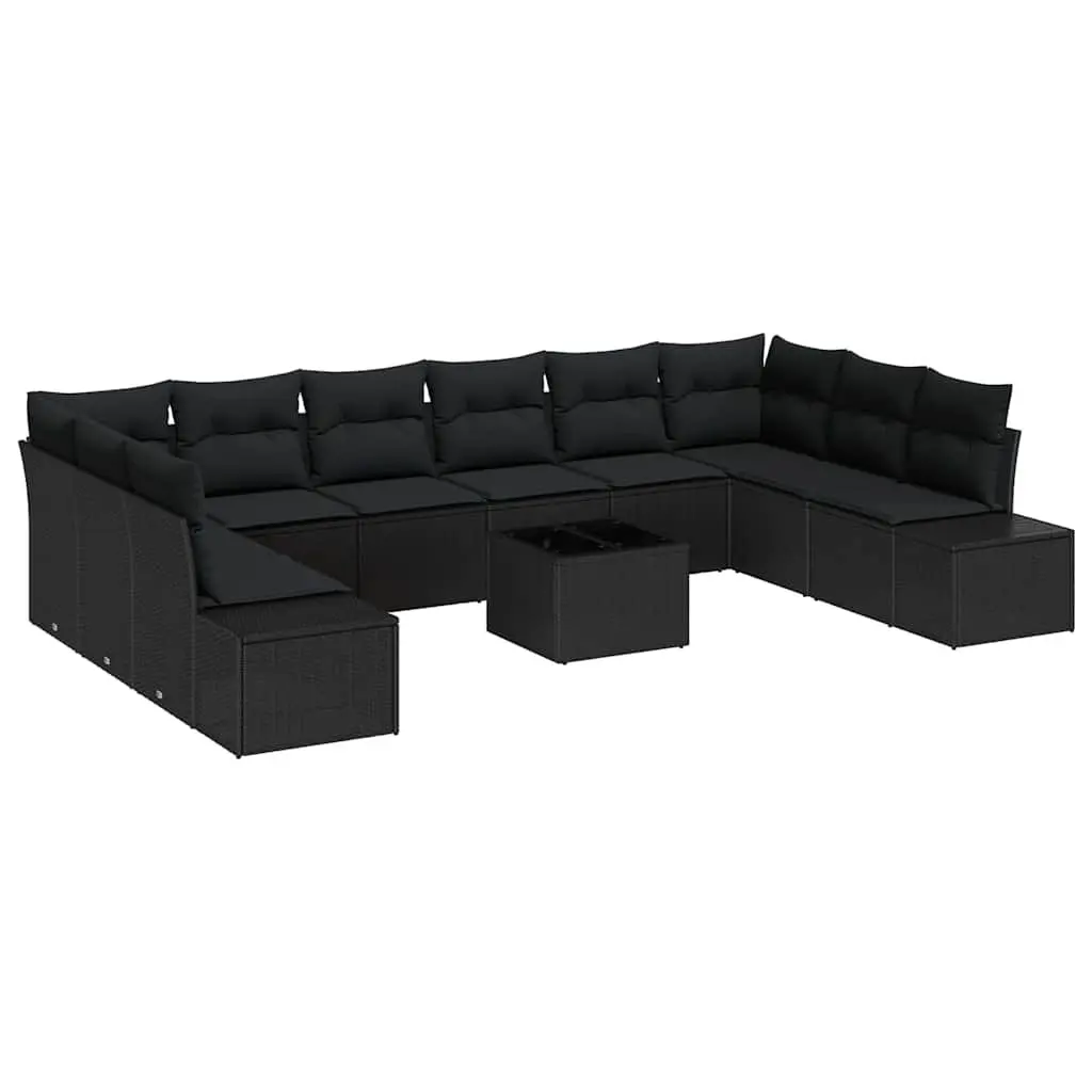 Garden Sofa Set Outdoor Sectional Furniture 11 Piece Black