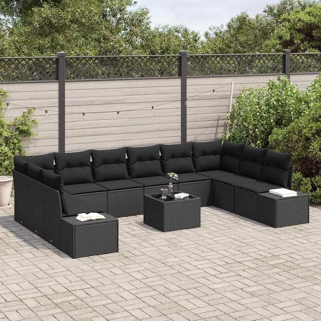 Garden Sofa Set Outdoor Sectional Furniture 11 Piece Black