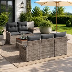 Comfortable 6-Piece Grey Modular Garden Sofa Set