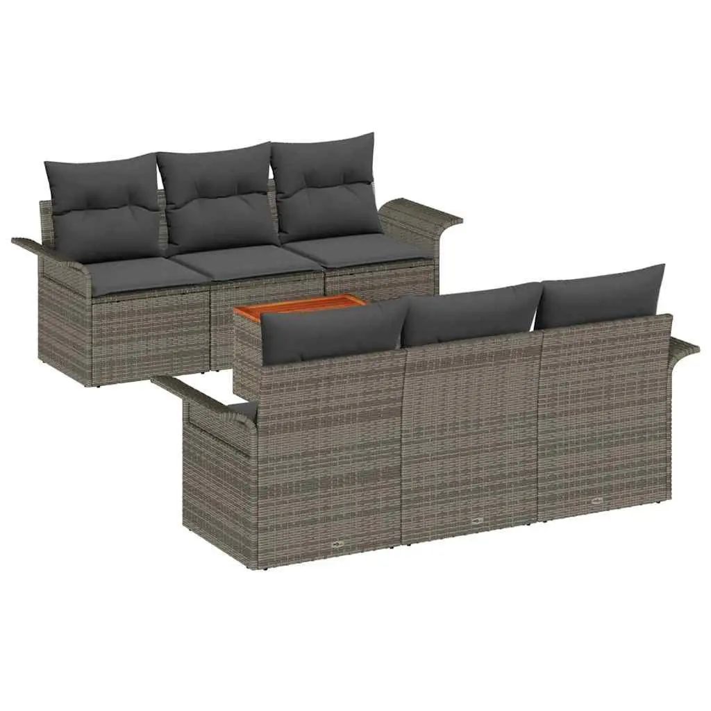 Modular Garden Sofa Set 7 Piece Grey Poly Rattan Outdoor Furniture Patio Lounge