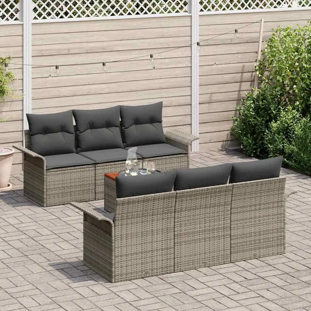 Modular Garden Sofa Set 7 Piece Grey Poly Rattan Outdoor Furniture Patio Lounge