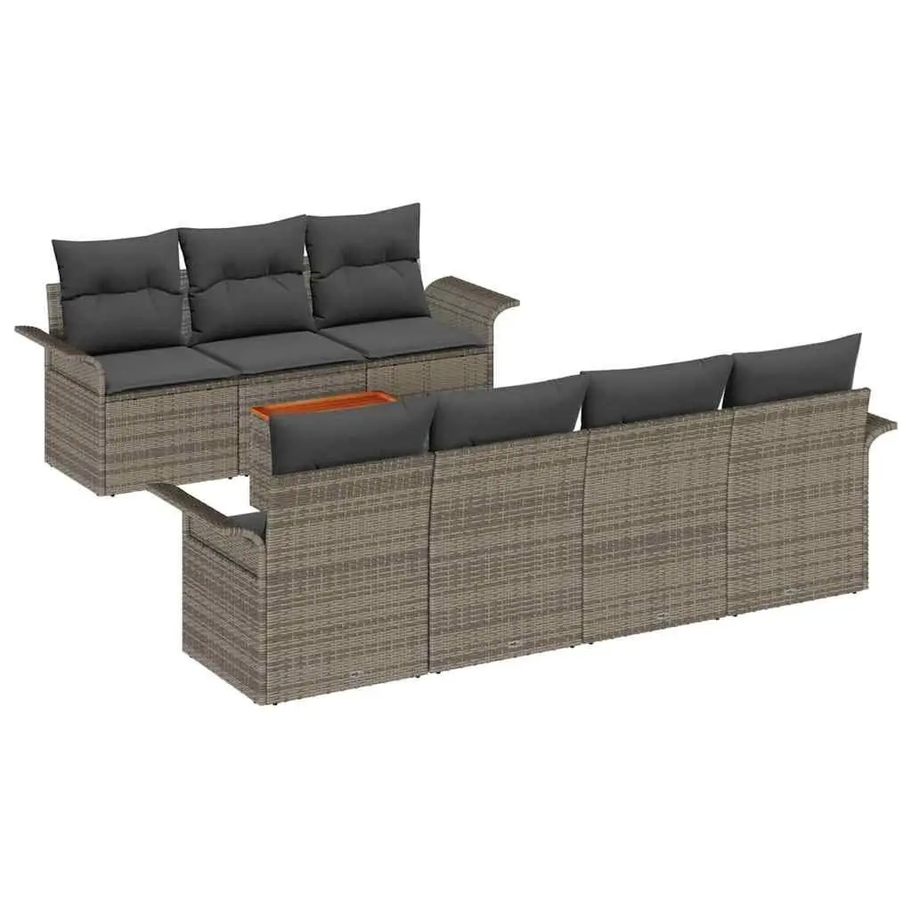Modular Garden Sofa Set 8 Piece Outdoor Furniture Grey Poly Rattan with Cushions