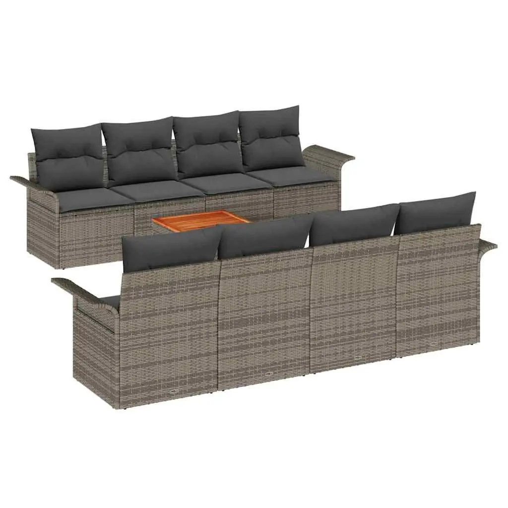 Garden Sofa Set Modular Outdoor Furniture 9 Piece Grey Patio Sectional with Cushions