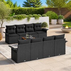 Warm and Inviting 9 Piece Black Garden Sofa Set