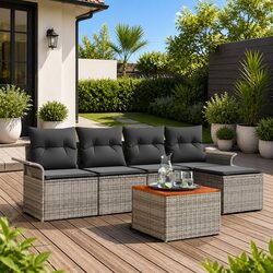 Practical 6-Piece Modular Garden Sofa Set for Outdoor Use