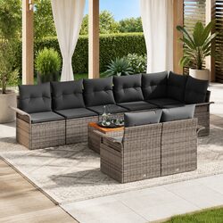 Quality Grey Modular Garden Sofa Set - 9 Pieces