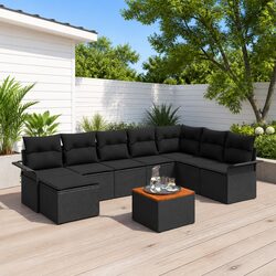 Comfortable 9-Piece Modular Garden Sofa Set in Black