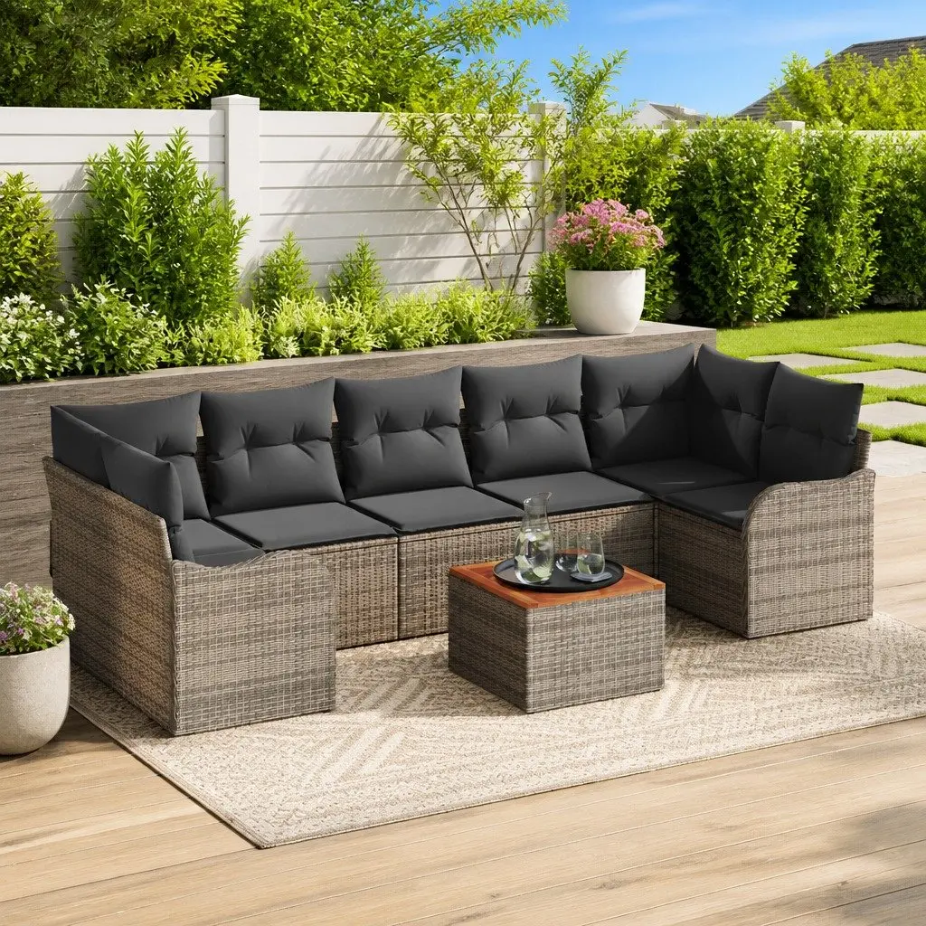 Modular Garden Sofa Set Outdoor Furniture Grey Rattan 8 Piece