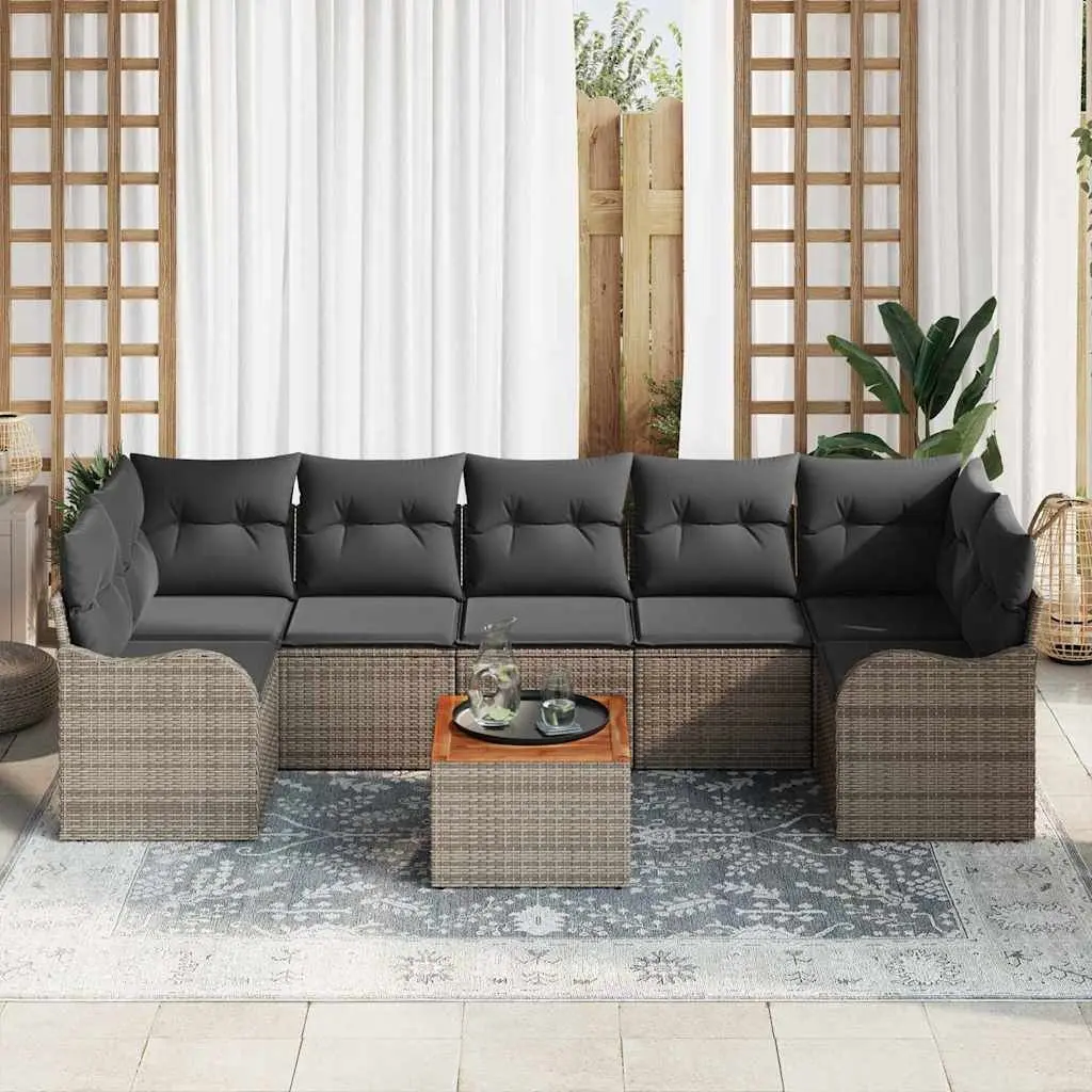 Modular Garden Sofa Set Outdoor Furniture Grey Rattan 8 Piece