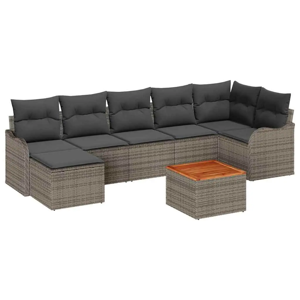 Garden Sofa Set 8 Piece Modular Outdoor Patio Furniture Grey Poly Rattan