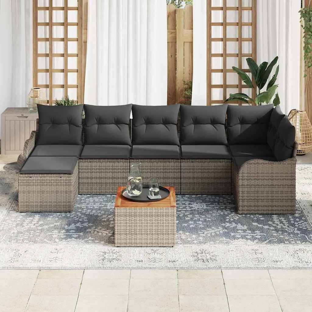 Garden Sofa Set 8 Piece Modular Outdoor Patio Furniture Grey Poly Rattan