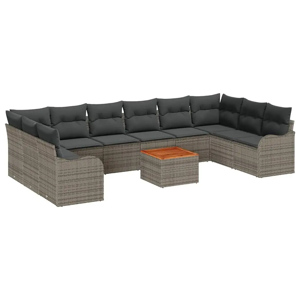 Garden Sofa Set 10 Pieces Outdoor Furniture Grey Modular Patio Seating Rattan