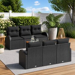 Value-Packed 7-Piece Black Garden Sofa Set