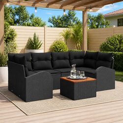 Value-Focused 7-Piece Outdoor Sofa Set in Black Rattan