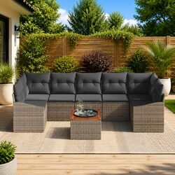 Practical 8-Piece Garden Sofa Set in Grey
