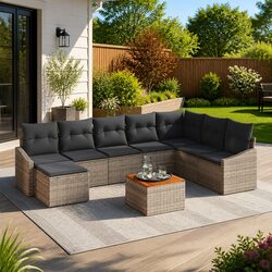 Reliable 9-Piece Modular Garden Sofa Set for Comfort