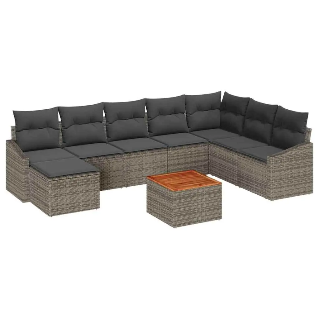 Garden Sofa Set Modular Outdoor Furniture 9 Piece Grey Poly Rattan Lounge Patio
