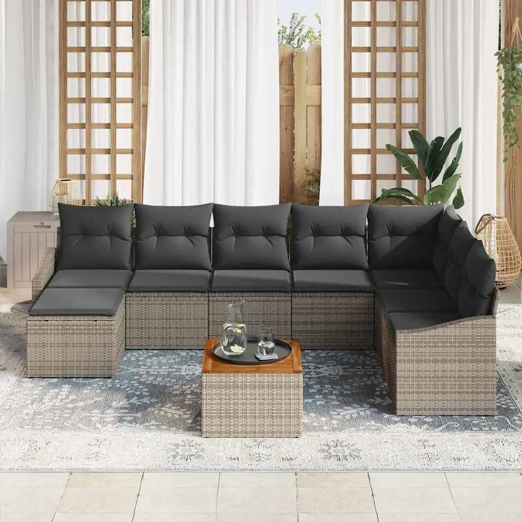 Garden Sofa Set Modular Outdoor Furniture 9 Piece Grey Poly Rattan Lounge Patio