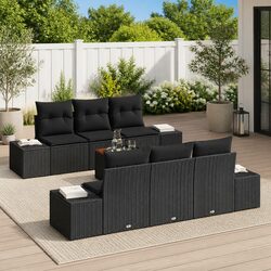 Comfortable 7-Piece Black Rattan Garden Sofa Set for You