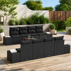 Value-Focused 9-Piece Modular Garden Sofa Set in Black