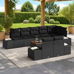 Comfortable 9 Piece Modular Garden Sofa Set in Black