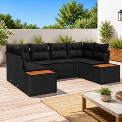 Comfortable Black Outdoor Sofa Set - 6 Pieces