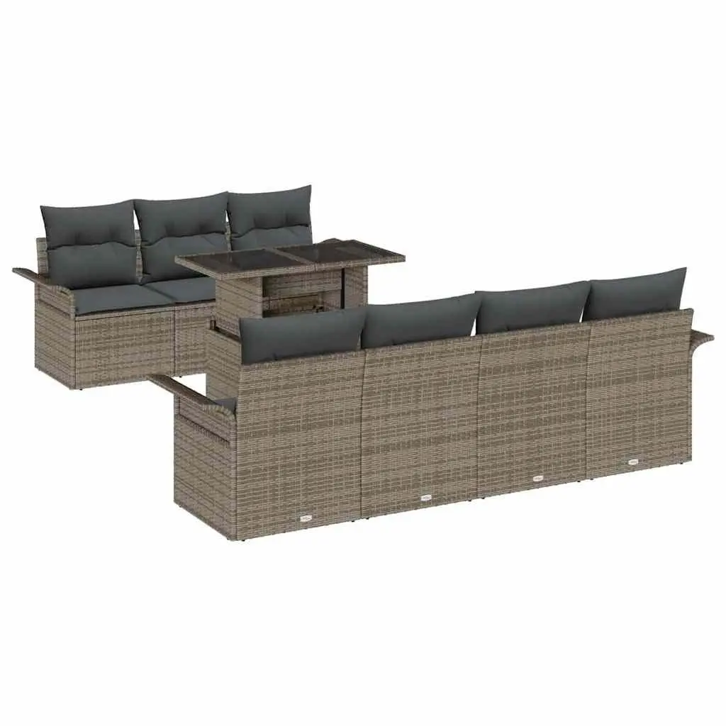 Garden Sofa Set Modular Outdoor Seating 8 Piece Light Grey