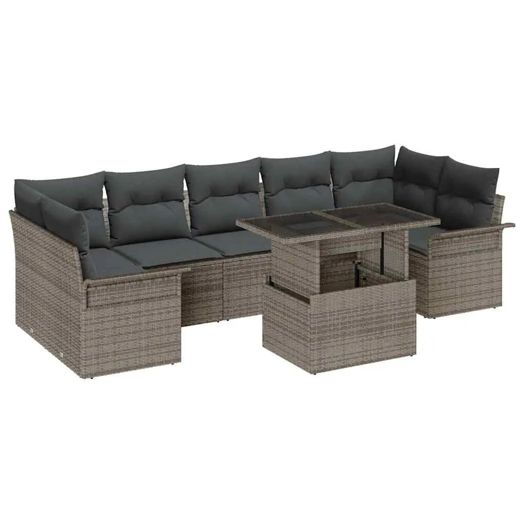 Modular Garden Sofa Set 8 Pieces Light Grey Outdoor Patio Furniture