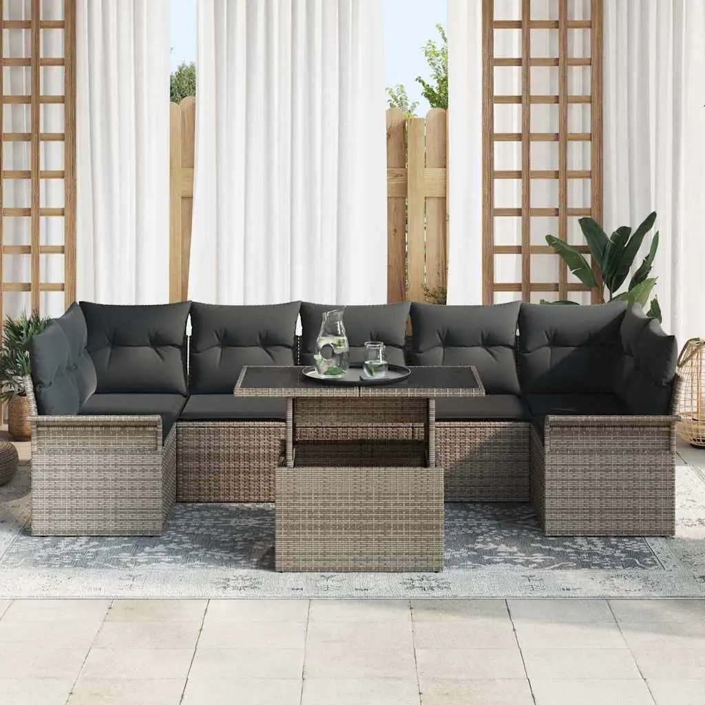 Modular Garden Sofa Set 8 Pieces Light Grey Outdoor Patio Furniture