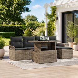Reliable 6-Piece Light Grey Garden Sofa Set with Cushions