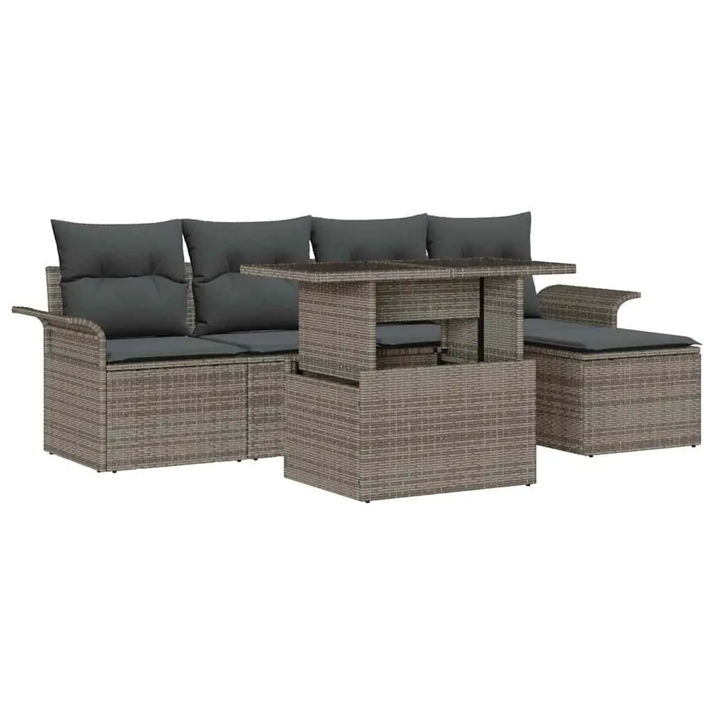Modular Garden Sofa Set 6 Piece Outdoor Furniture Light Grey