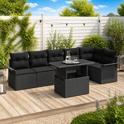 Comfortable 7-Piece Black Garden Sofa Set for Your Outdoors