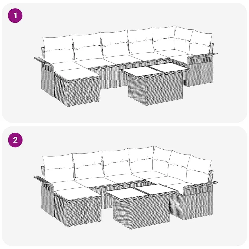 Garden Sofa Set 8 Piece Outdoor Furniture Dining Lounge Grey Poly Rattan