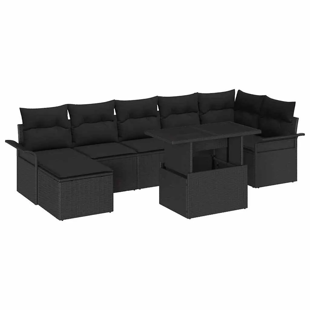 8-Piece Black Rattan Outdoor Sofa Collection