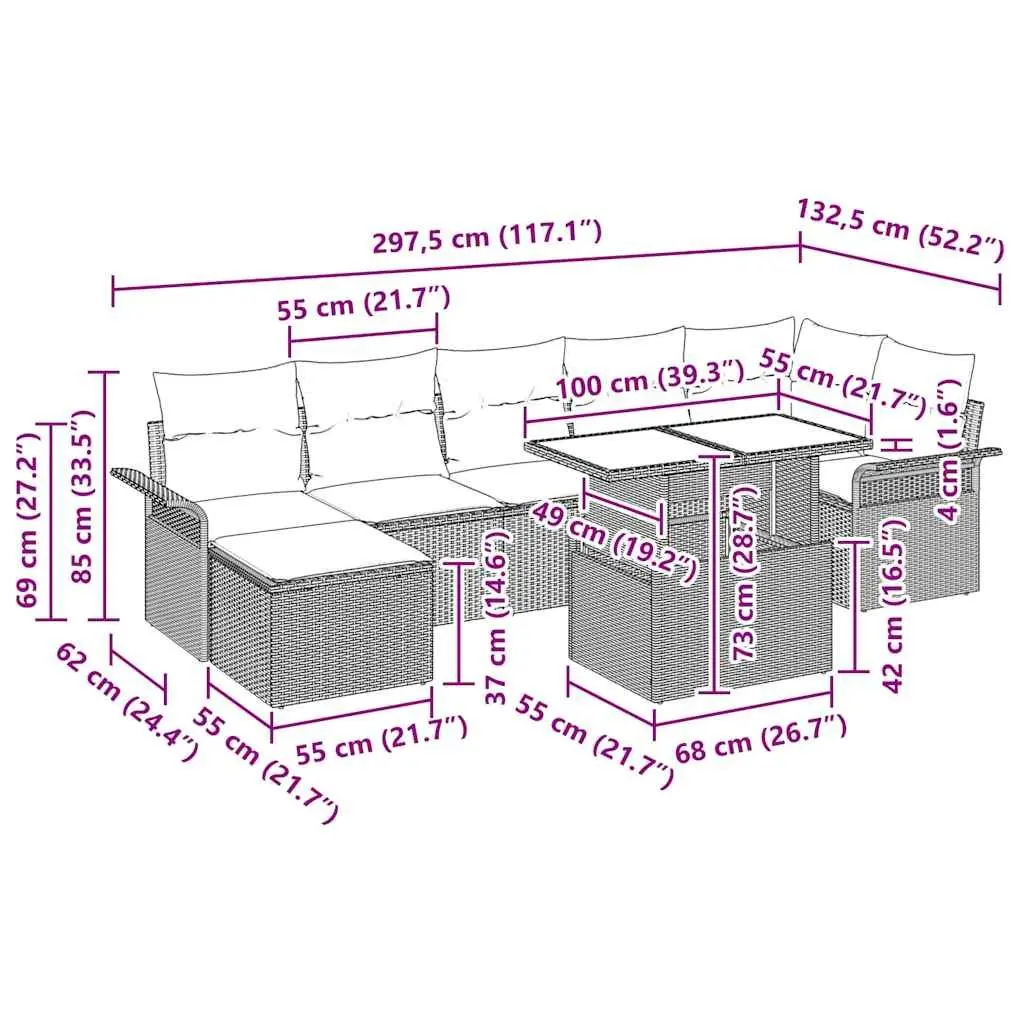 8-Piece Black Rattan Outdoor Sofa Collection