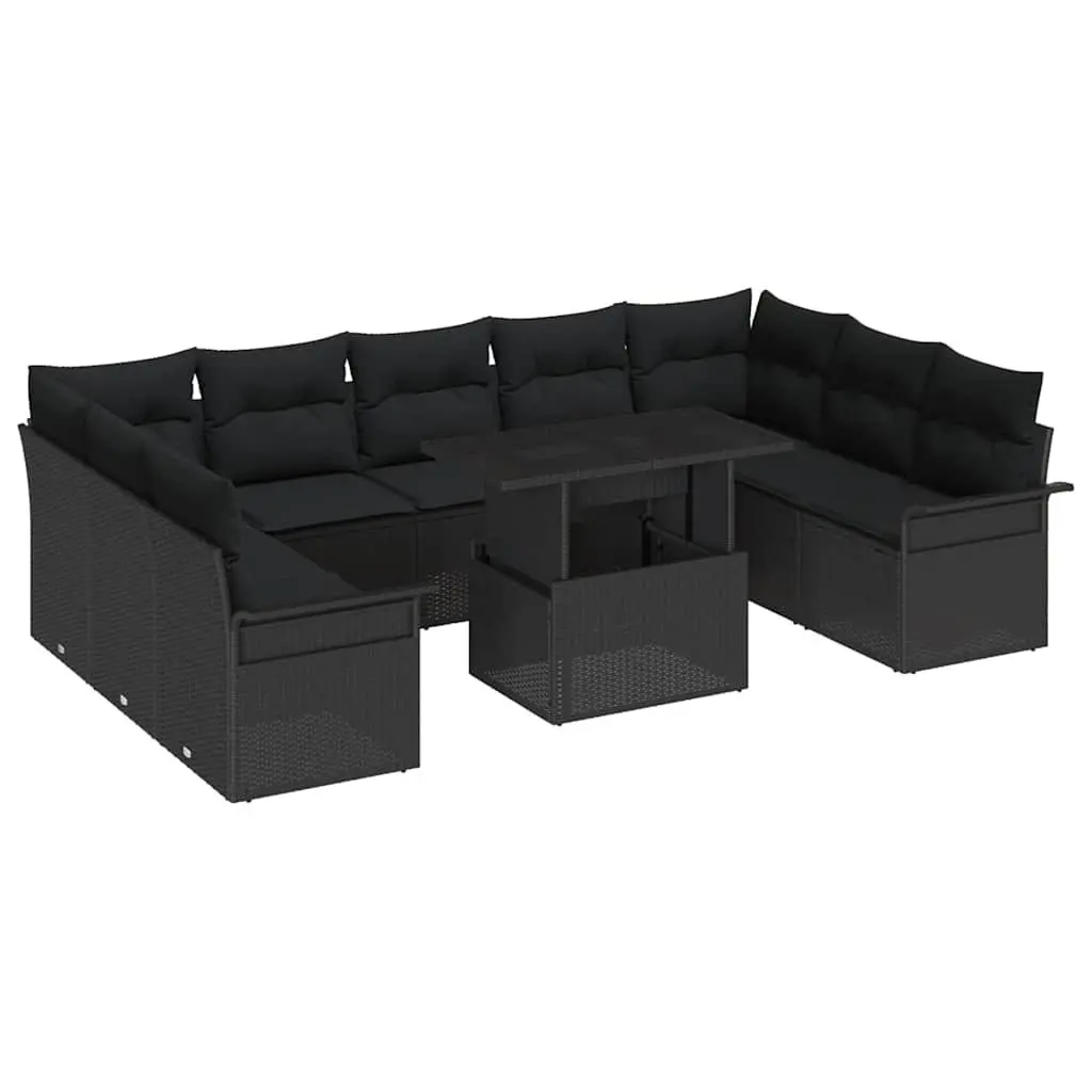 Outdoor Sofa Set 10 Seater Modular Poly Rattan Dining Lounge Black