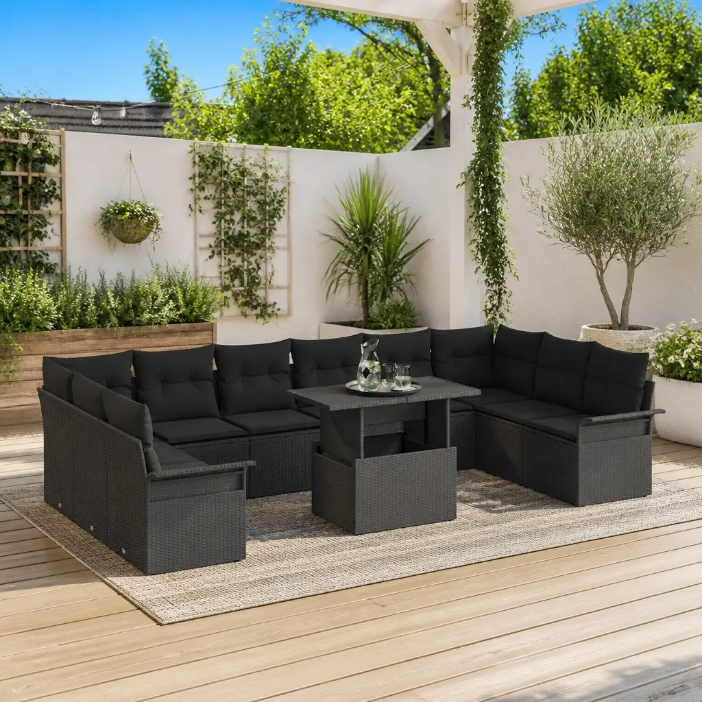 Black Modular Garden Sofa Set 11pcs