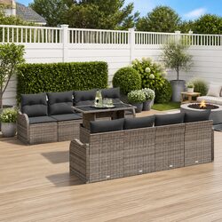 Reliable 7-Piece Grey Poly Rattan Outdoor Sofa Set
