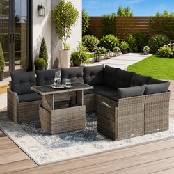 Reliable 9-Piece Modular Garden Sofa Set in Grey