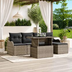Comfortable 6-Piece Grey Outdoor Seating Set with Cushions