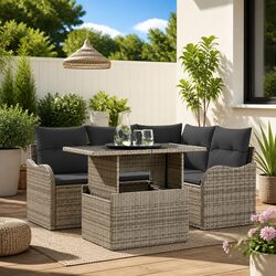 Reliable 5-Piece Outdoor Dining Set in Grey with Cushions