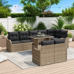Warm and Practical: 9 Piece Outdoor Lounge Set