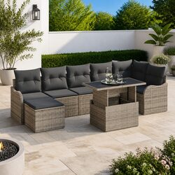 Reliable 8-Piece Grey Sofa Set for Outdoor Comfort