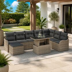Practical and Affordable 9-Piece Garden Sofa Set
