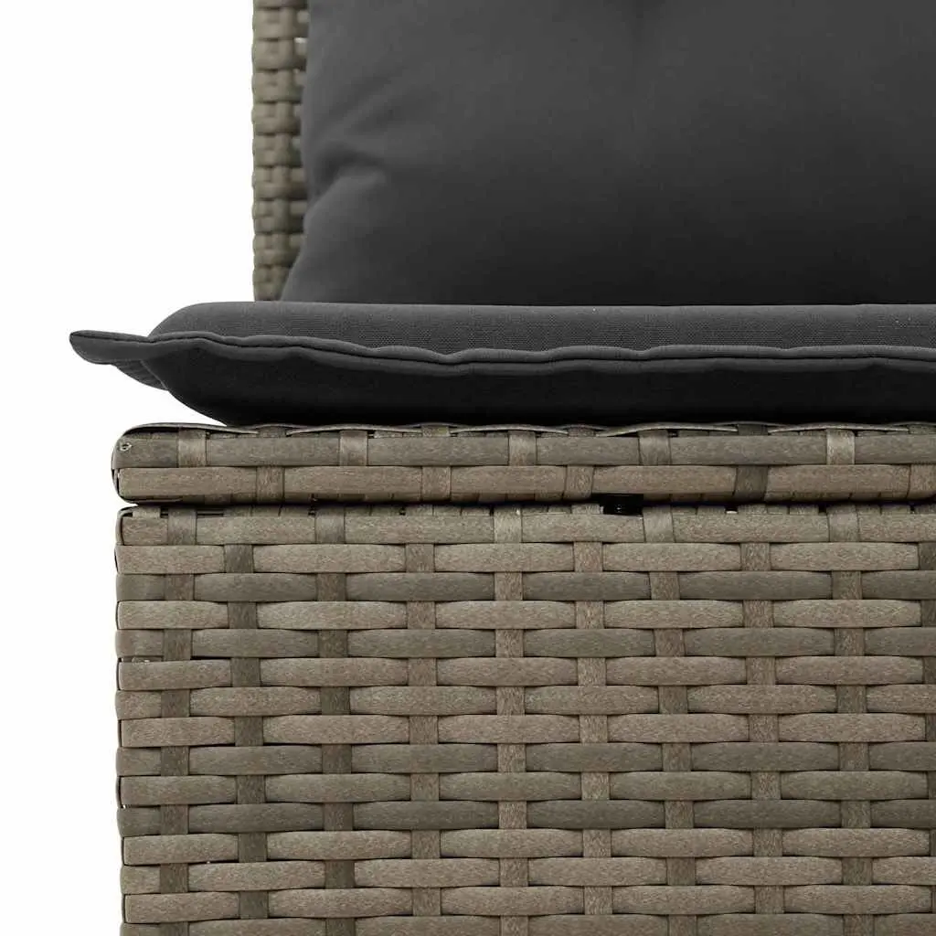 Modular Garden Sofa Set 9 Pieces Outdoor Furniture Grey Poly Rattan with