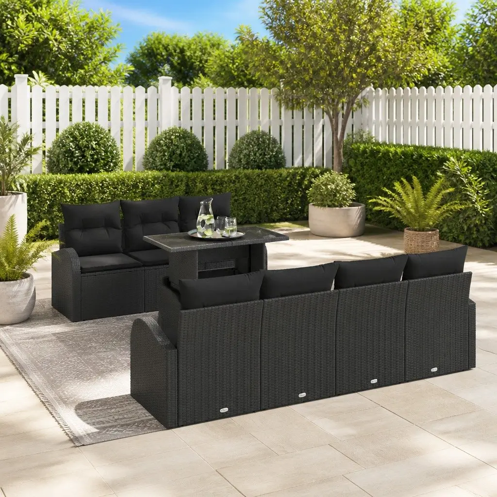 Rattan Outdoor Garden Sofa Set 8 Piece Patio Furniture with Cushions Black