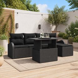 Comfortable Modular Garden Sofa Set 6pcs in Black