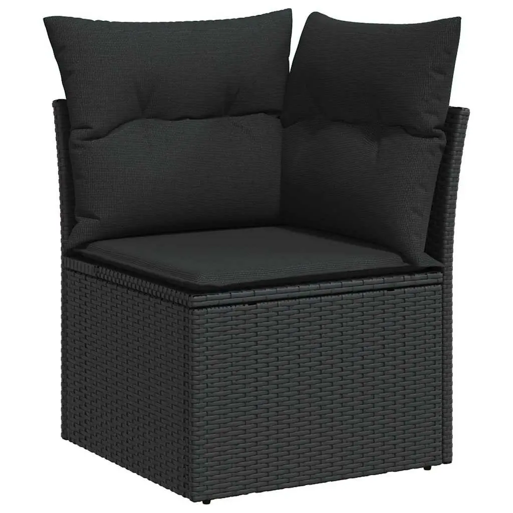 Modular Garden Sofa Set Outdoor Seating 9 Piece Black Poly Rattan Sectional