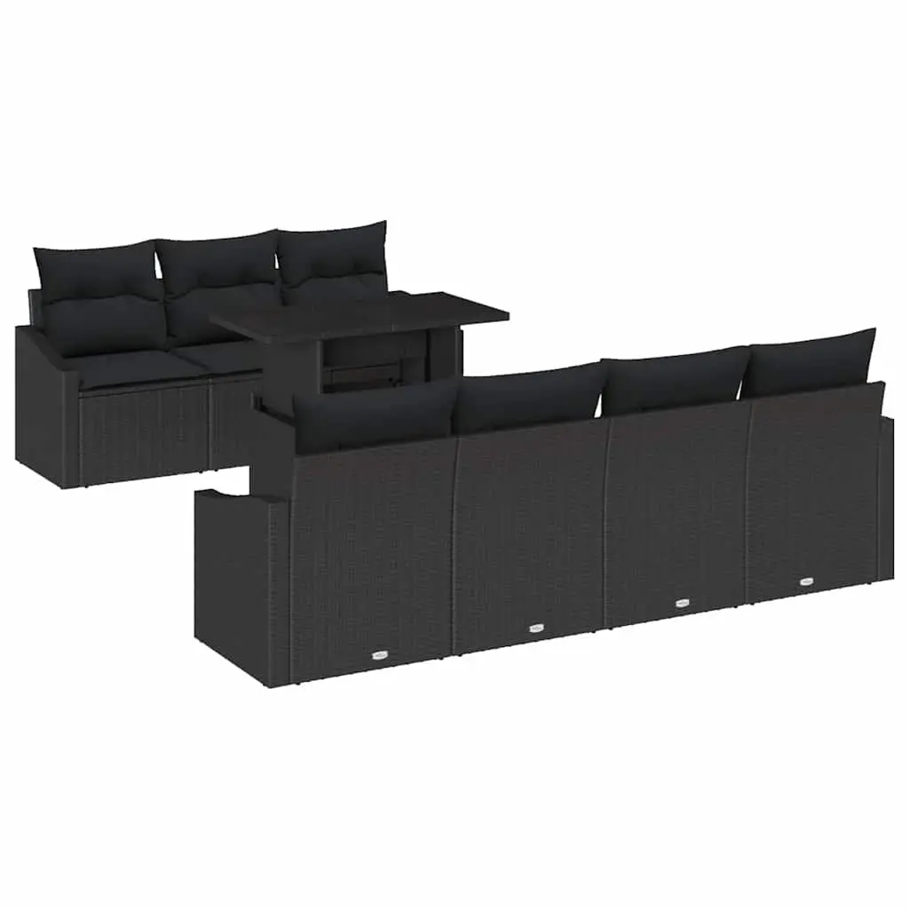 Outdoor Garden Sofa Set Modular Seating 8 Pieces Black