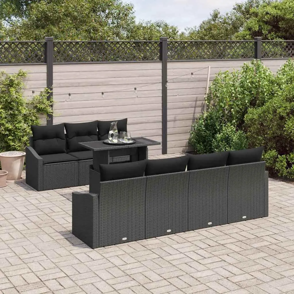 Outdoor Garden Sofa Set Modular Seating 8 Pieces Black